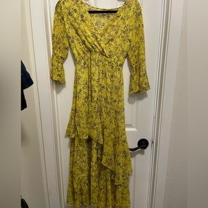 Yellow floral print maxi dress